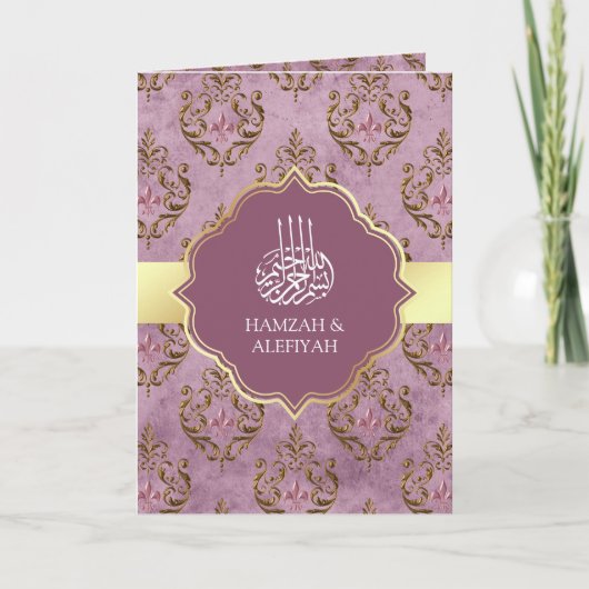  Rustic Gold Lavender Damask Muslim Weduwen (Voorkant)