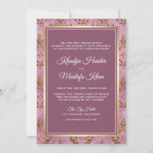  Rustic Gold Lavender Damask Muslim Weduwen Kaart (Achterkant)