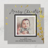 Rustic Gold Leaf Foto Vrolijk Kerstfeest Feestdagenkaart (Voorkant / Achterkant)