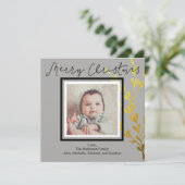 Rustic Gold Leaf Foto Vrolijk Kerstfeest Feestdagenkaart (Staand voorkant)