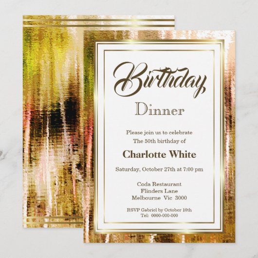 Rustic Gold Lijst 50e verjaardag Innoviale uitnodi Kaart (Voorkant / Achterkant)