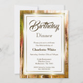 Rustic Gold Lijst 60th Birthday Dinner Invitation Kaart (Voorkant)