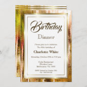 Rustic Gold Lijst 60th Birthday Dinner Invitation Kaart (Voorkant / Achterkant)