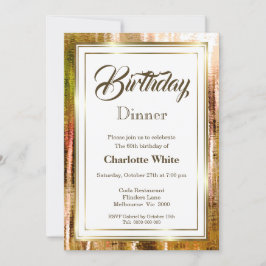 Rustic Gold Lijst 60th Birthday Dinner Invitation Kaart