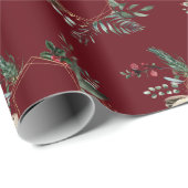 Rustic Gold Lijst Berry Pinecone Wreater Kerstmis Cadeaupapier (Rol Hoek)