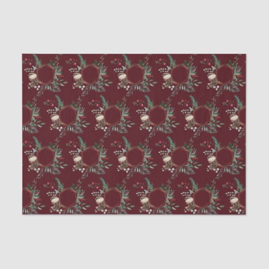 Rustic Gold Lijst Berry Pinecone Wreater Kerstmis Tissuepapier (Voorkant)