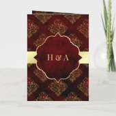 Rustic Gold Maroon Red Damask Muslim Wedding (Achterkant)