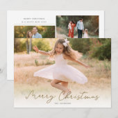 Rustic Gold Merry Christmas Collage Holiday Kaart (Voorkant / Achterkant)