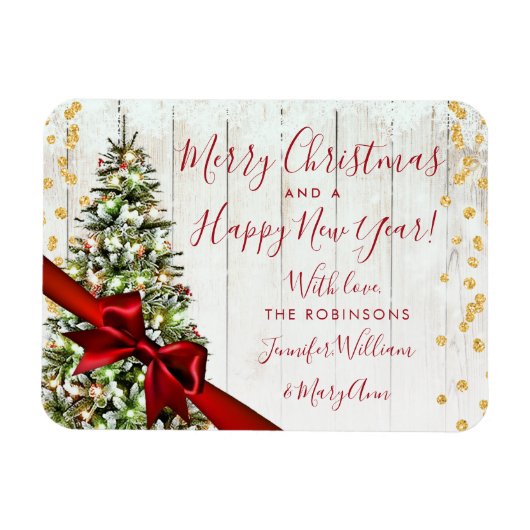 Rustic Gold Merry Kerstmis niet Foto Glitter Magneet (Horizontaal)