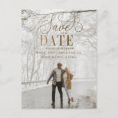 Rustic Gold Modern Minimalist Photo Save the Date Aankondigingskaart (Voorkant)