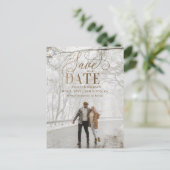 Rustic Gold Modern Minimalist Photo Save the Date Aankondigingskaart (Staand voorkant)