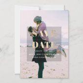 Rustic Gold Modern Minimalist Photo Save the Date Magnetische Uitnodiging (Voorkant)
