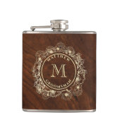 Rustic Gold Monogram Groomsman Heupfles (Voorkant)