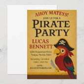 Rustic Gold Nautical Pirate Parrot Verjaardag Kaart (Voorkant / Achterkant)
