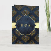 Rustic Gold Navy Blue Damask Muslim Wedding (Achterkant)
