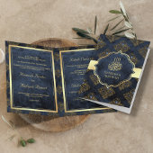 Rustic Gold Navy Blue Damask Muslim Wedding