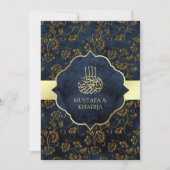 Rustic Gold Navy Blue Filigree Muslim Wedding Kaart (Voorkant)