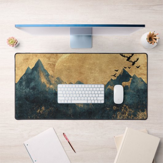 Rustic Gold & Navy Mountain Desk Mat (Kantoor 1)