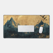 Rustic Gold & Navy Mountain Desk Mat (Keyboard & Muis)