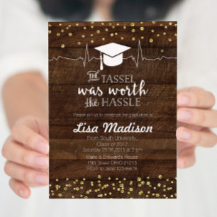 Rustic Gold Nursing Graduation Party Uitnodiging