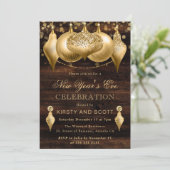 Rustic Gold Oud en Nieuw-feest Kaart (Staand voorkant)