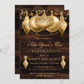 Rustic Gold Oud en Nieuw-feest Kaart (Voorkant / Achterkant)