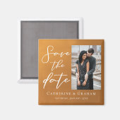 Rustic Gold Paar Foto Herfst Save the Date Magneet (Voorkant / Achterkant)