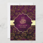  Rustic Gold Paars Filigree Muslim Wedding Kaart (Voorkant)