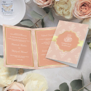 Rustic Gold pasta Peach Damask Muslim Wedding