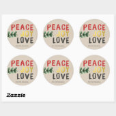 Rustic Gold Peace Joy and Love Kerst sticker (Vel)