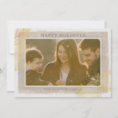 Rustic  Gold Pine Branches Foto Feestdagenkaart (Voorkant)