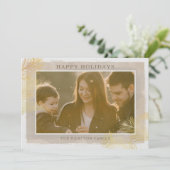 Rustic  Gold Pine Branches Foto Feestdagenkaart (Staand voorkant)
