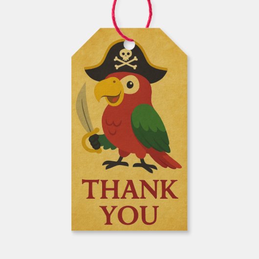 Rustic Gold Pirate Parrot Cadeaulabel (Achterkant)