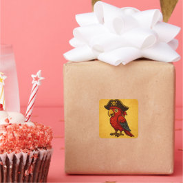 Rustic Gold Pirate Parrot Vierkante Sticker