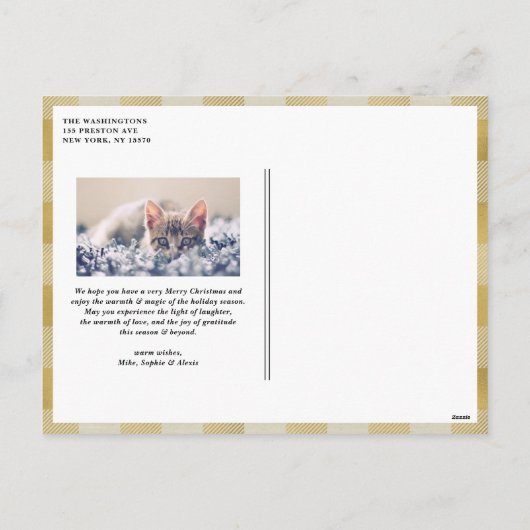 Rustic Gold Pset Merry-kerstfoto Feestdagenkaart (Achterkant)