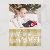 Rustic Gold Pset Merry-kerstfoto Feestdagenkaart (Voorkant)