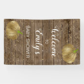 Rustic Gold Pumpkin Barn Wood Baby shower Welkom Spandoek (Horizontaal)