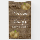 Rustic Gold Pumpkin Barn Wood Baby shower Welkom Spandoek (Verticaal)