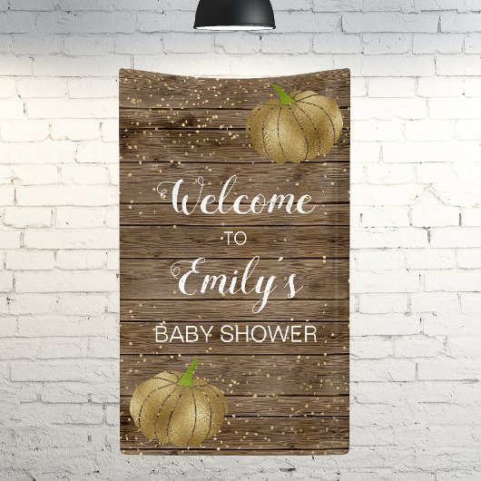 Rustic Gold Pumpkin Barn Wood Baby shower Welkom Spandoek