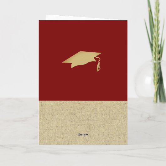 Rustic Gold Red Afstuderen 2 Foto Afstuderen Kaart (Achterkant)