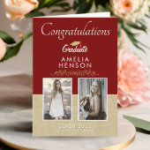 Rustic Gold Red Afstuderen 2 Foto Afstuderen Kaart