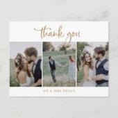 Rustic Gold Script 3 Fotosjabloon Dank u Briefkaart (Voorkant)