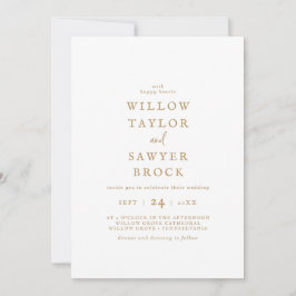 Rustic Gold Script Bold Names Wedding Kaart