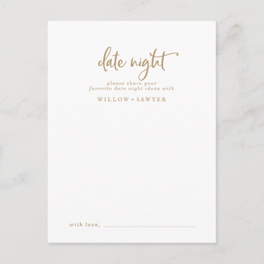 Rustic Gold Script Date Night Idea Advice Kaart (Voorkant)