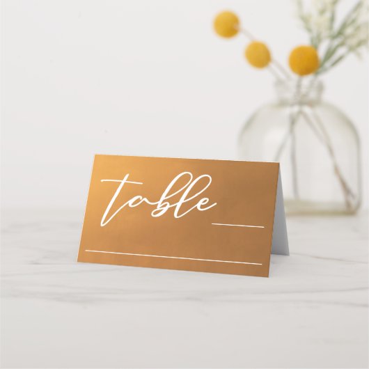 Rustic Gold Script Earth Tone Simple Fall Wedding Plaatskaartje (Voorkant)
