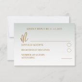 Rustic Gold Script en Sage Green Foliage Wedding RSVP Kaartje (Achterkant)