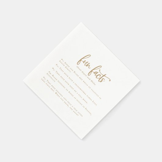 Rustic Gold Script Fun Facts Wedding Napkins Servet (Hoek)