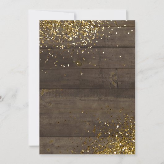 Rustic Gold Script Glitter Foto Afstuderen Aankondiging (Achterkant)