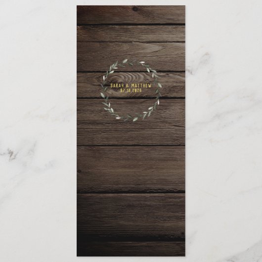 Rustic Gold Script Kalligrafie Classic Wedding Menu (Achterkant)