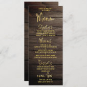 Rustic Gold Script Kalligrafie Classic Wedding Menu (Voorkant / Achterkant)